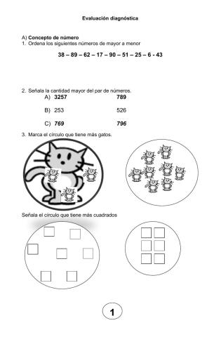 Evaluación diagnóstica de matemáticas