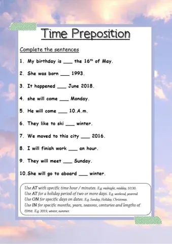 Preposition of time