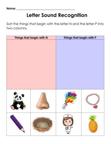 Letters N & P Sound Recognition (Words)