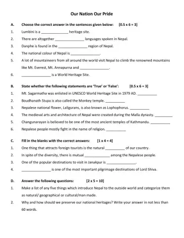Our Nation Our Pride Sub & Obj Assessment