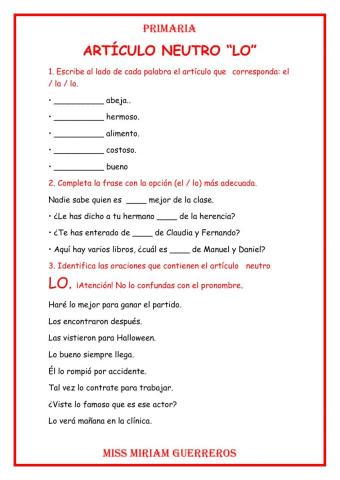 Artículo neutro lo