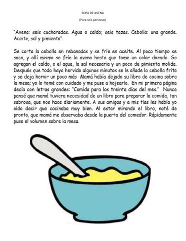 Avena: lectura de comprensión
