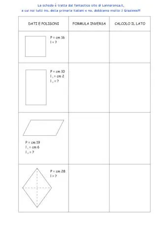 Calcolo perimetri triangoli e quadrilateri