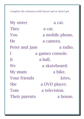 Complete the sentences with haven't got or hasn't got