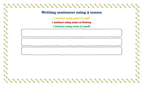 Writing sentences using 5 senses