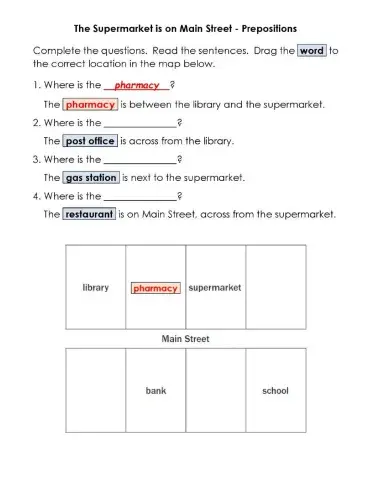 The Supermarket is on Main Street - Prepositions