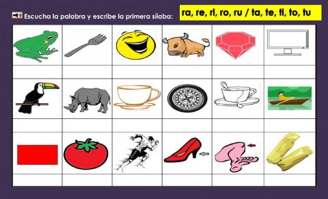 Escribe la primera sílaba de la -r- o de la -t-. -2