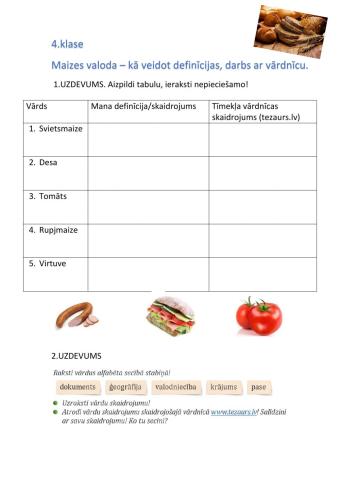 Maizes valoda 4.klase - definīciju veidošana