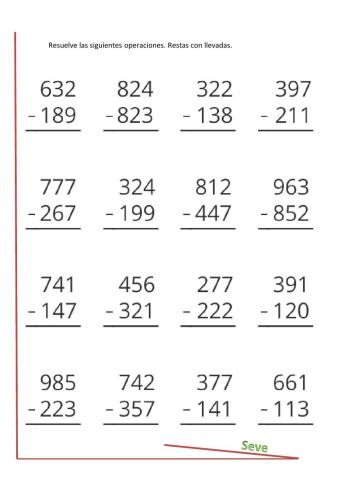 Restas con llevadas