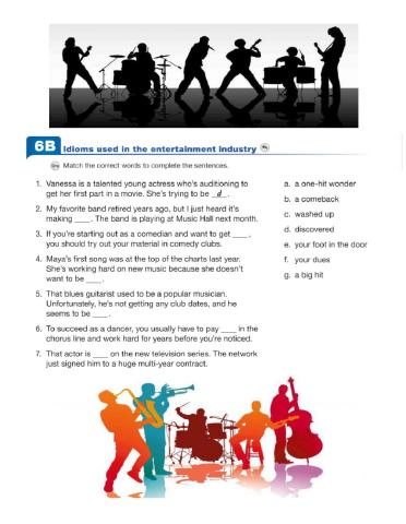 Idioms Used in the Entertainment Industry