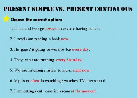 Present Simple vs. Present Continuous