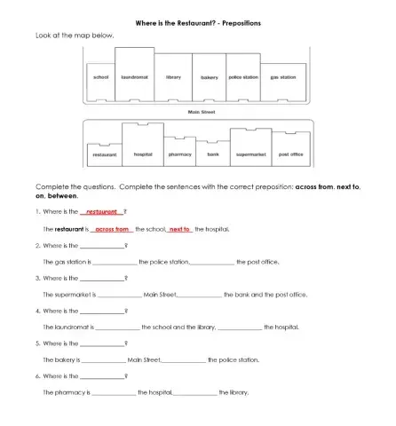 Where is the Restaurant? - Prepositions