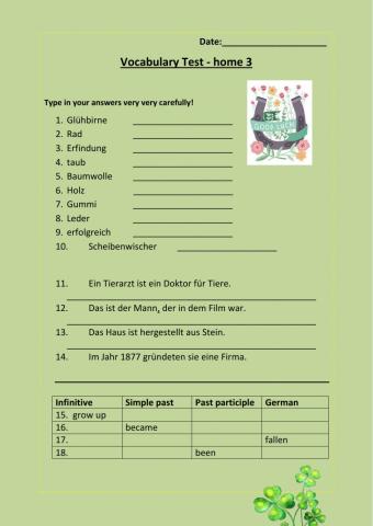 Vocabulary test home 3