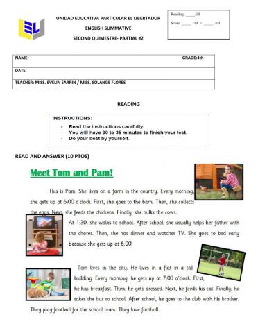 Reading comprehension. Chores