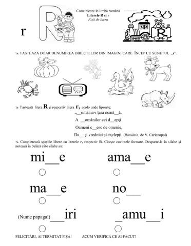 Sunetul si litera r-R