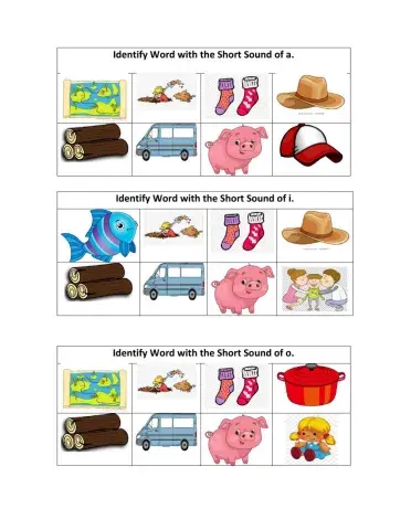 Identifing Sounds Short a, i and o