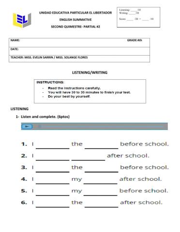 Listening- writing 2nd partial