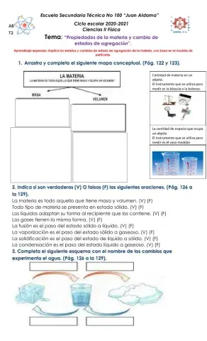 “Propiedades de la materia y cambio de estados de agregación”.