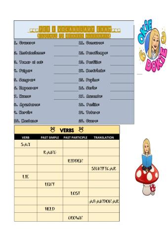 Vocabulary and verbs 5 pet 1