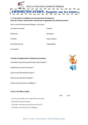 C. Orale Les loisirs