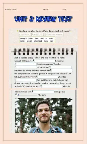 Unit 2 review test -simple present-