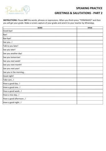 Speaking practice - greetings & salutations - part 2