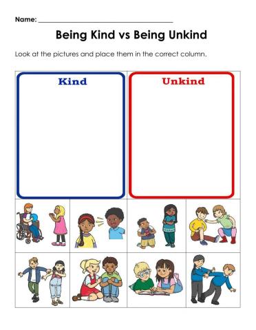 Kindness vs Unkindness Sorting