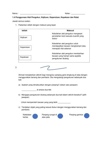 Penggunaan Alat Pengukur, Kejituan, Kepersisan, Kepekaan dan Ralat