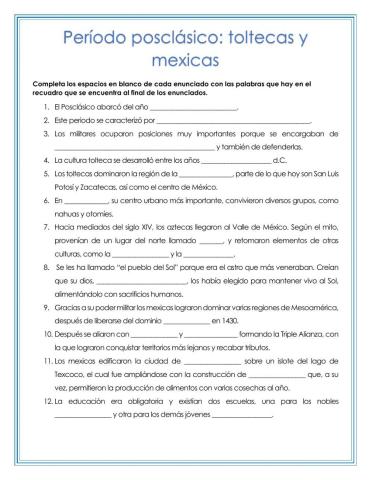 Periodo posclásico: toltecas y mexicas