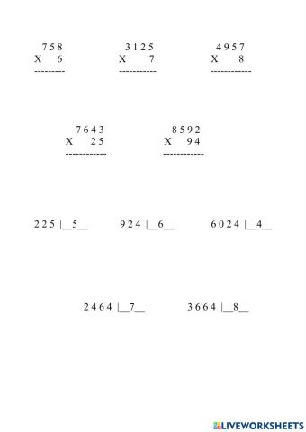 Multiplicacions i Divisions