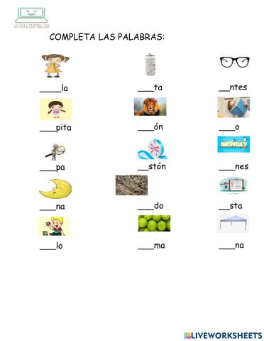 Coloca la sílaba correcta