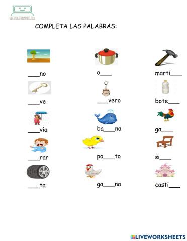 Coloca la sílaba correcta