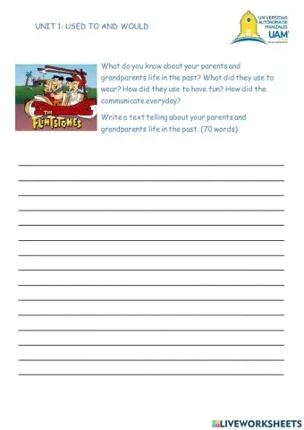 Used to and would writing exercise