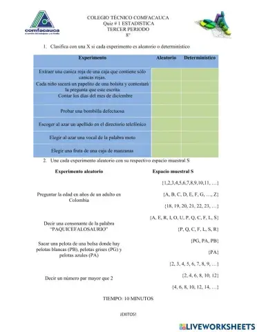 Experimentos aleatorios y espacio muestral