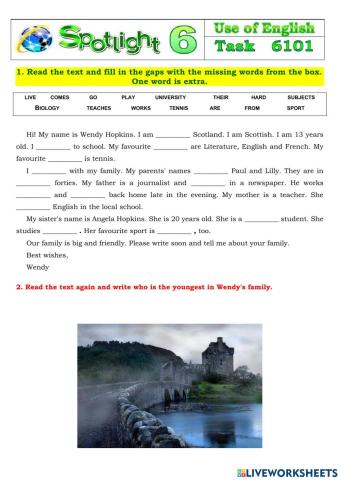 Spotlight 6 Task 6101