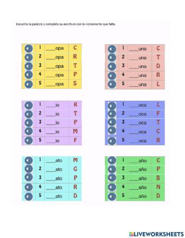 Primer fonema - rimas