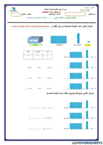 الآحاد والعشرات والمئات
