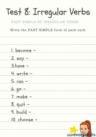 Irregular Verb Past Simple Test (8)