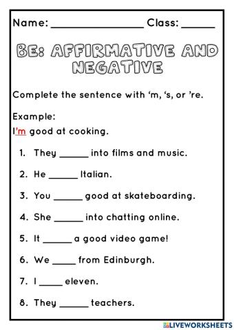 Be : affirmative and negative