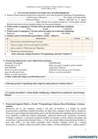 Liceum dla dorosłych VI, zajęcia 1