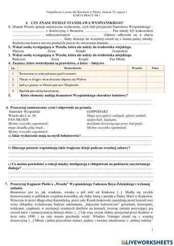 Liceum dla dorosłych VI, zajęcia 1