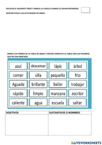 Los adjetivos y sustantivos