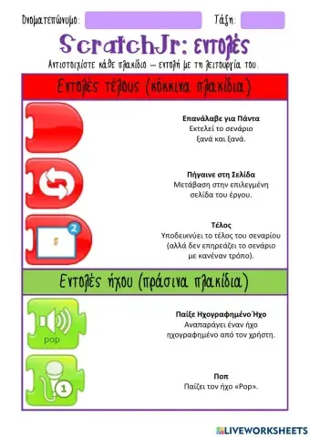 ΦΕ: ScratchJr - Εντολές Τέλους - Ήχου