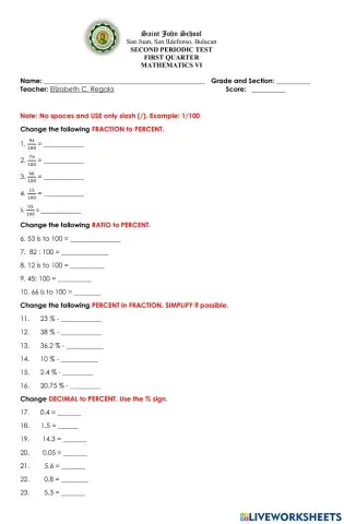 Third Periodic Test in MATH