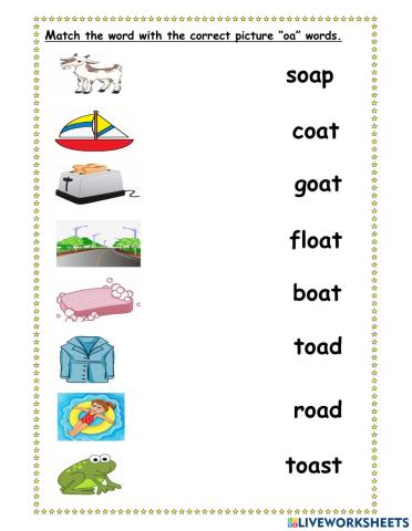 Match the word with the correct picture “oa” words