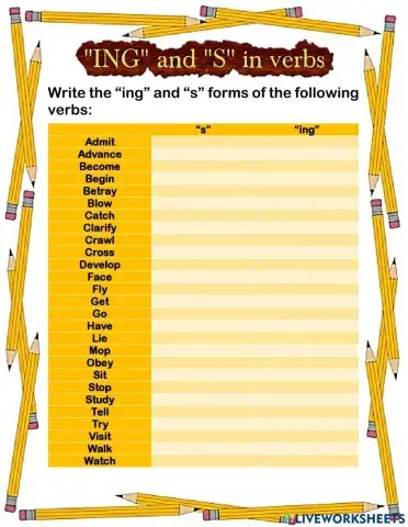 Adding -S- and -ING- to verbs