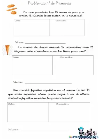 Problemas 1º de primaria