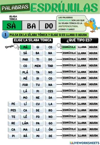 Las palabras esdrújulas