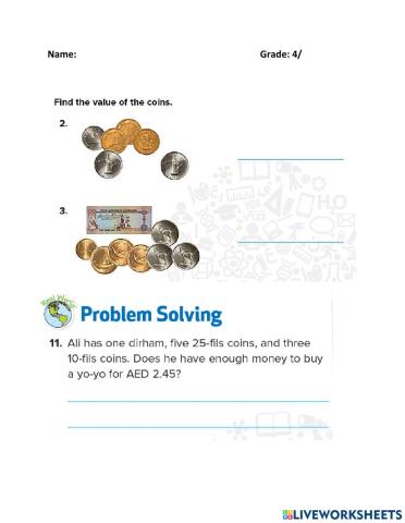 Value of Coins and Bills
