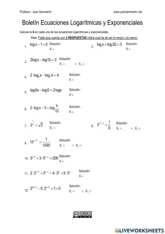 Ecuaciones Logarítmicas y Exponenciales